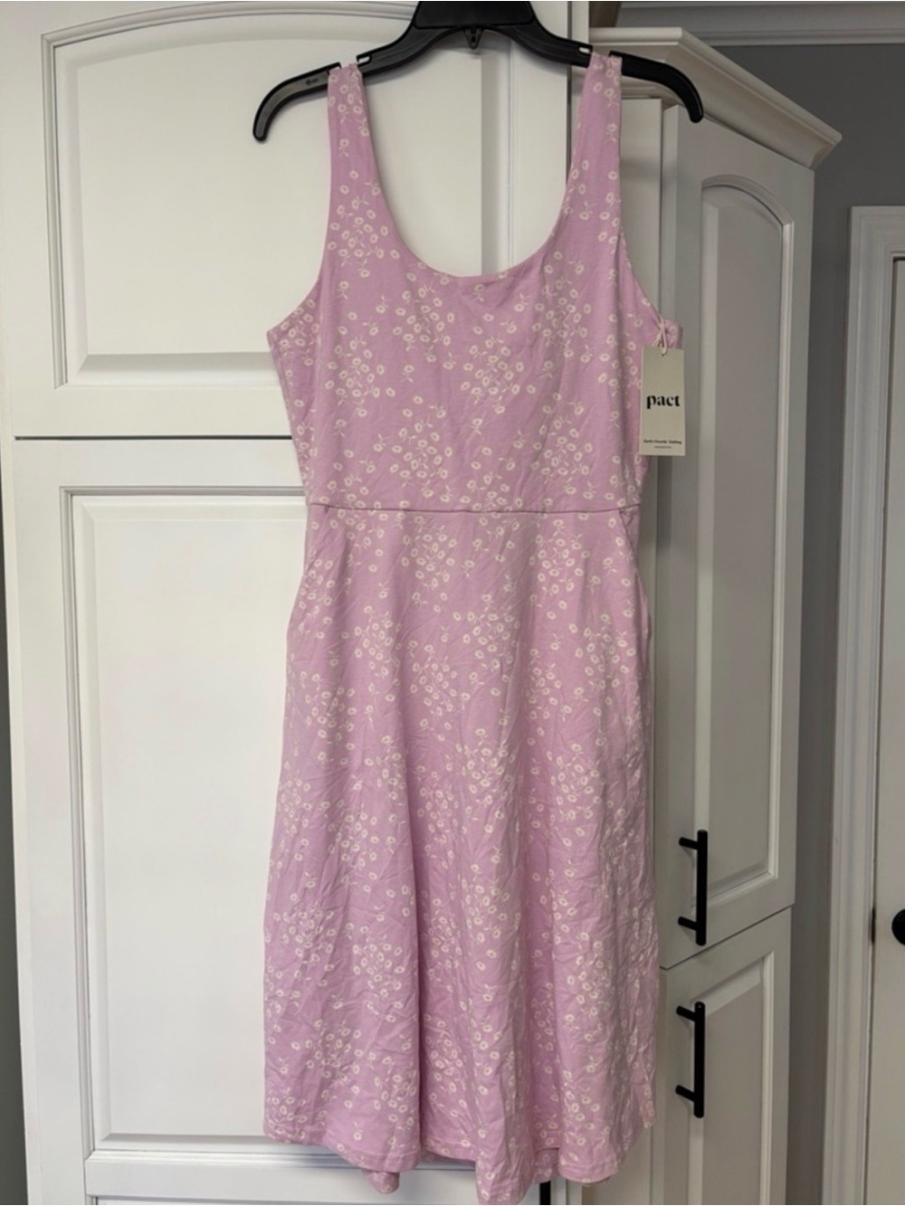PACT Wild English Lavender Jolene Tie-Back Organic Cotton Dress sz M
